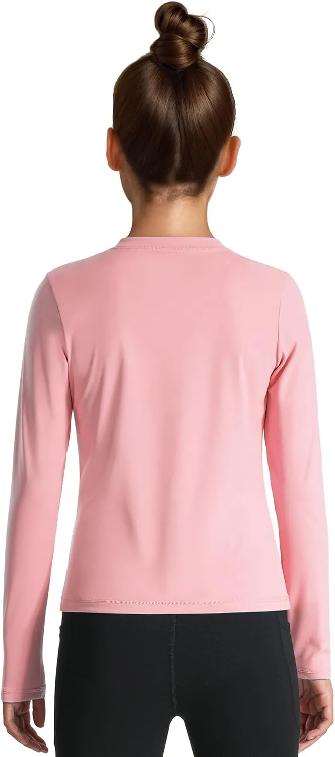 HASMES Girls Long Sleeve Athletic Shirts Active Quick Dry Lightweight Clothes Kids Teens Sports Tees Yoga Basic Tops