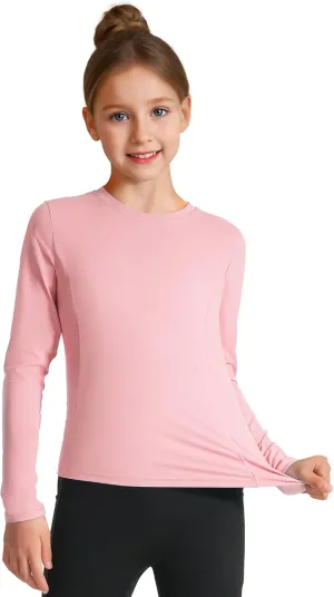 HASMES Girls Long Sleeve Athletic Shirts Active Quick Dry Lightweight Clothes Kids Teens Sports Tees Yoga Basic Tops