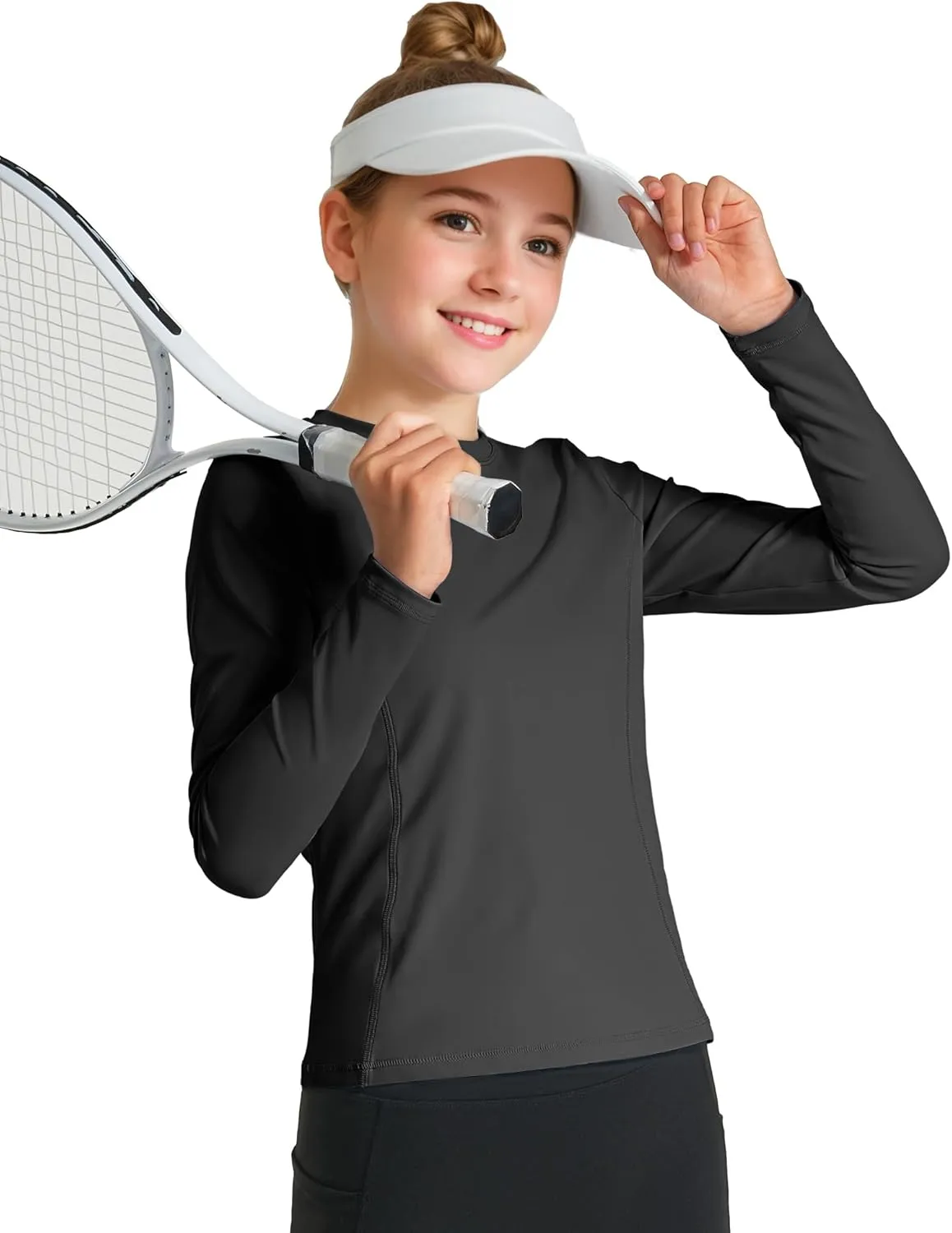 HASMES Girls Long Sleeve Athletic Shirts Active Quick Dry Lightweight Clothes Kids Teens Sports Tees Yoga Basic Tops