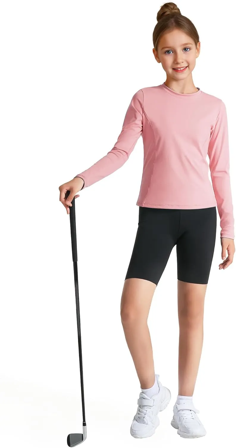HASMES Girls Long Sleeve Athletic Shirts Active Quick Dry Lightweight Clothes Kids Teens Sports Tees Yoga Basic Tops