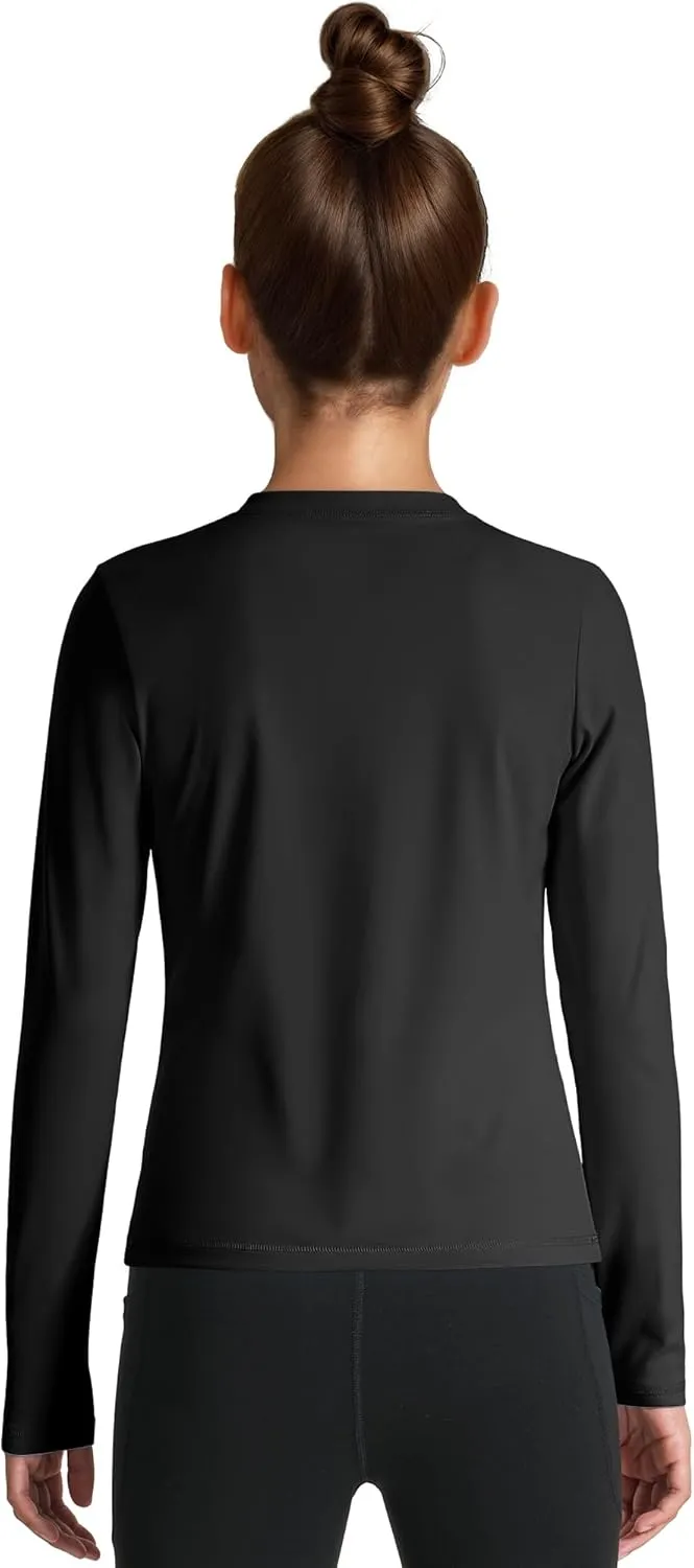 HASMES Girls Long Sleeve Athletic Shirts Active Quick Dry Lightweight Clothes Kids Teens Sports Tees Yoga Basic Tops