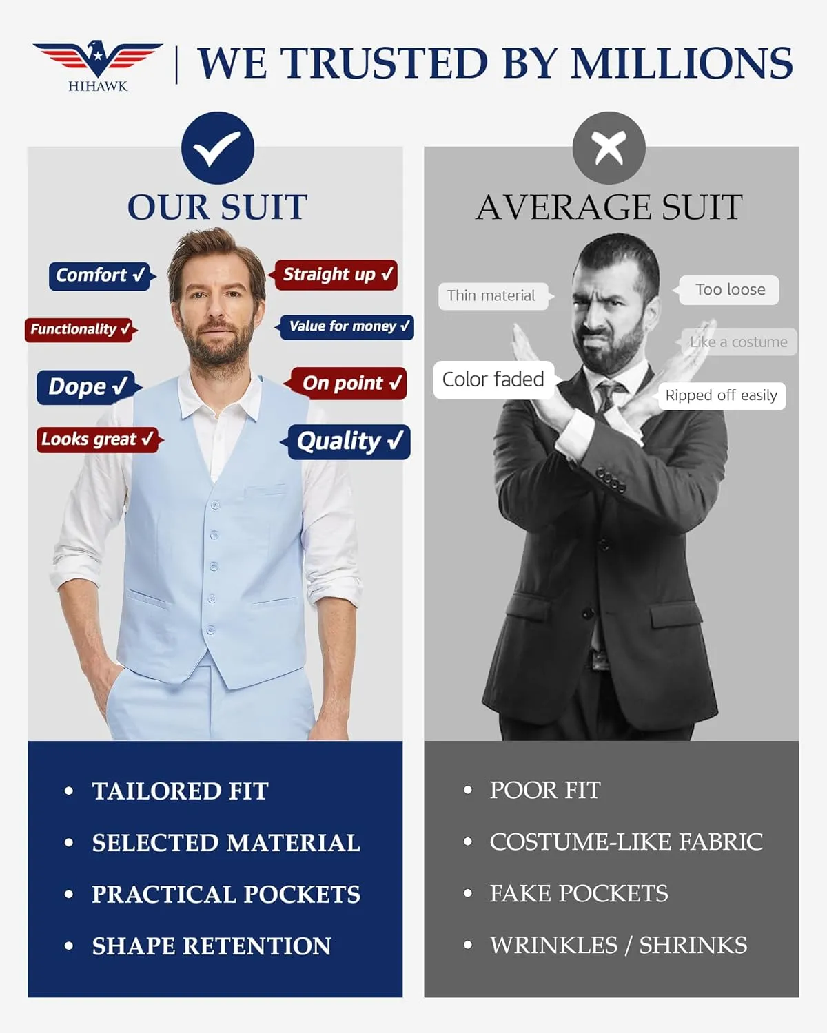 Hihawk Mens 2-Piece Linen Vest Pants, Lightweight Waistcoat Shorts, Casual Wedding Beach Summer Prom Homecoming Outfit