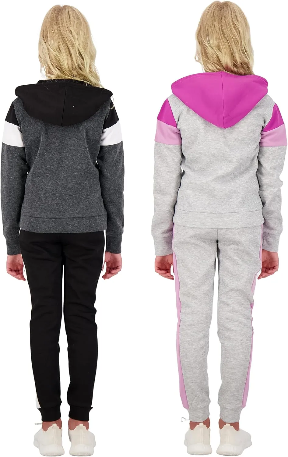 Hind Girls Jogger Sets 4 Piece Active Fleece Hoodies and Joggers Sweatpants for Girls Athletics
