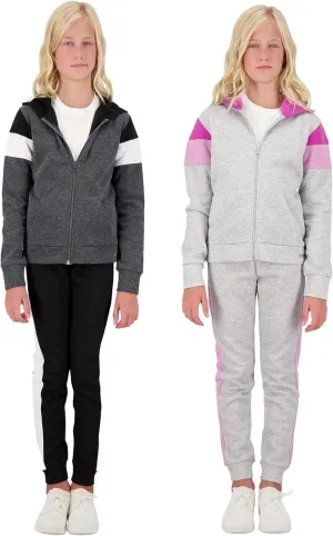 Hind Girls Jogger Sets 4 Piece Active Fleece Hoodies and Joggers Sweatpants for Girls Athletics