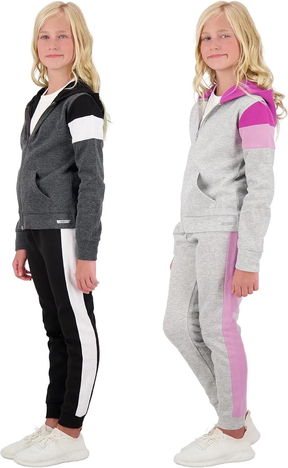 Hind Girls Jogger Sets 4 Piece Active Fleece Hoodies and Joggers Sweatpants for Girls Athletics