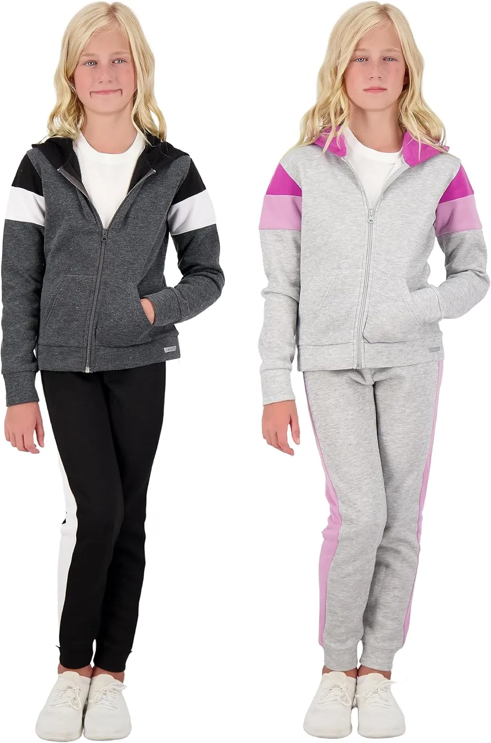 Hind Girls Jogger Sets 4 Piece Active Fleece Hoodies and Joggers Sweatpants for Girls Athletics
