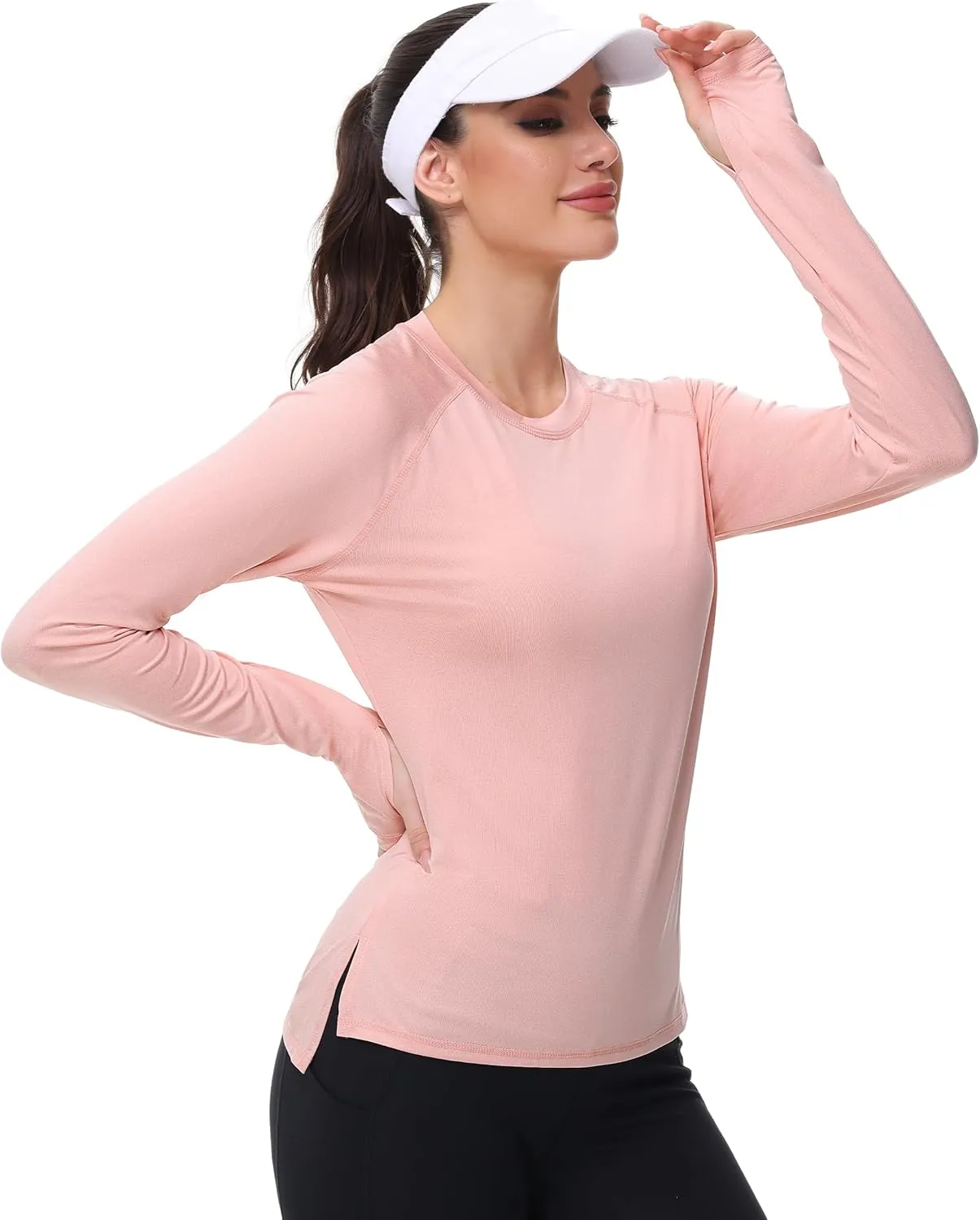 isnowood Women's Sun Protection Long Sleeve Shirts, UPF 50  UV Rash Guard Swim Clothing, Workout Hiking Running Athletic Tops