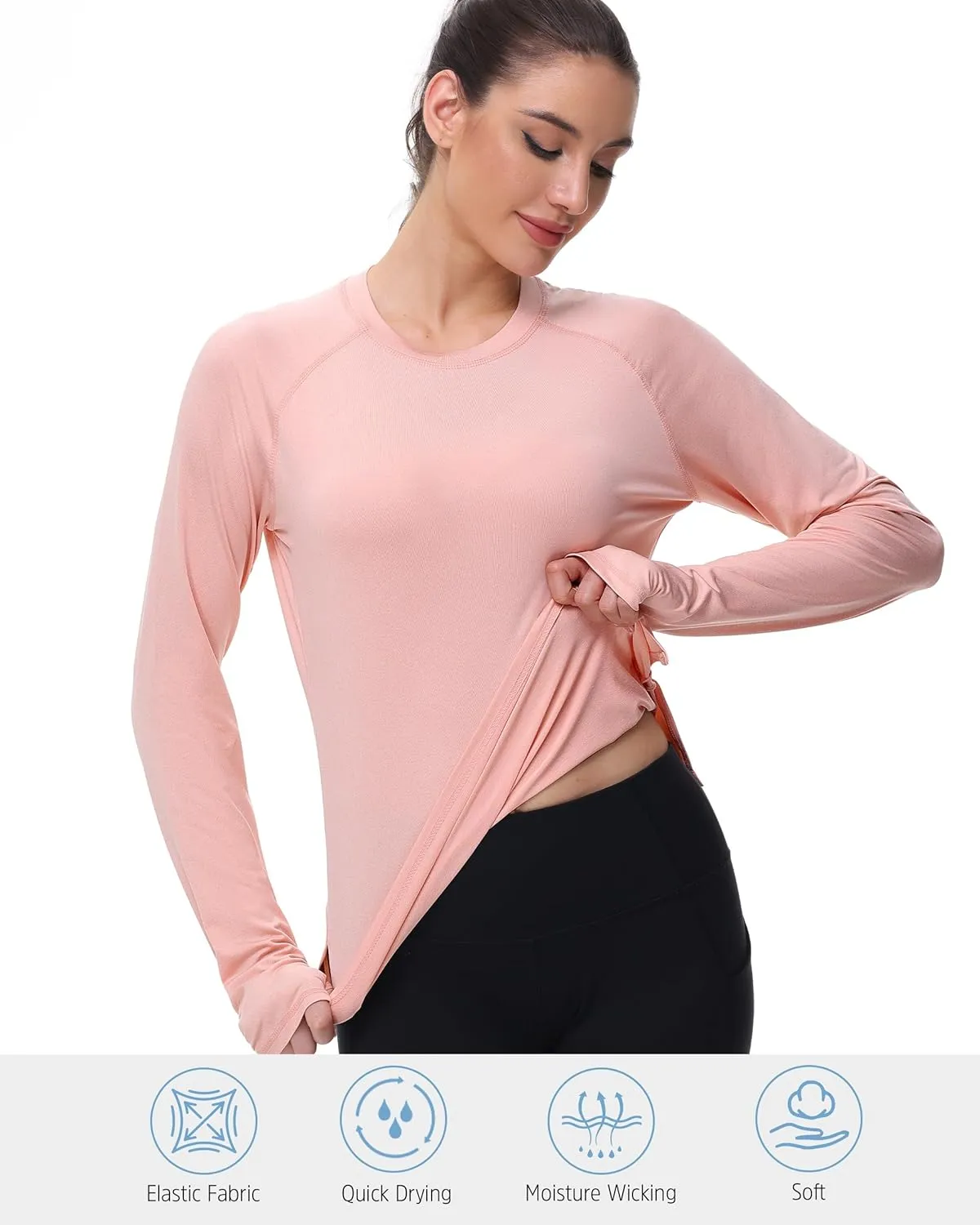isnowood Women's Sun Protection Long Sleeve Shirts, UPF 50  UV Rash Guard Swim Clothing, Workout Hiking Running Athletic Tops
