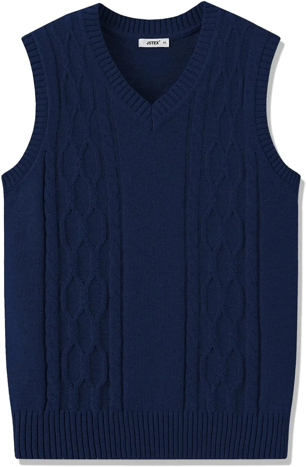 JSTEX Boys Sweater Vest 100% Cotton Kids Uniform Vest Girls V-Neck Sleeveless Knit Pullover for Size 4-14
