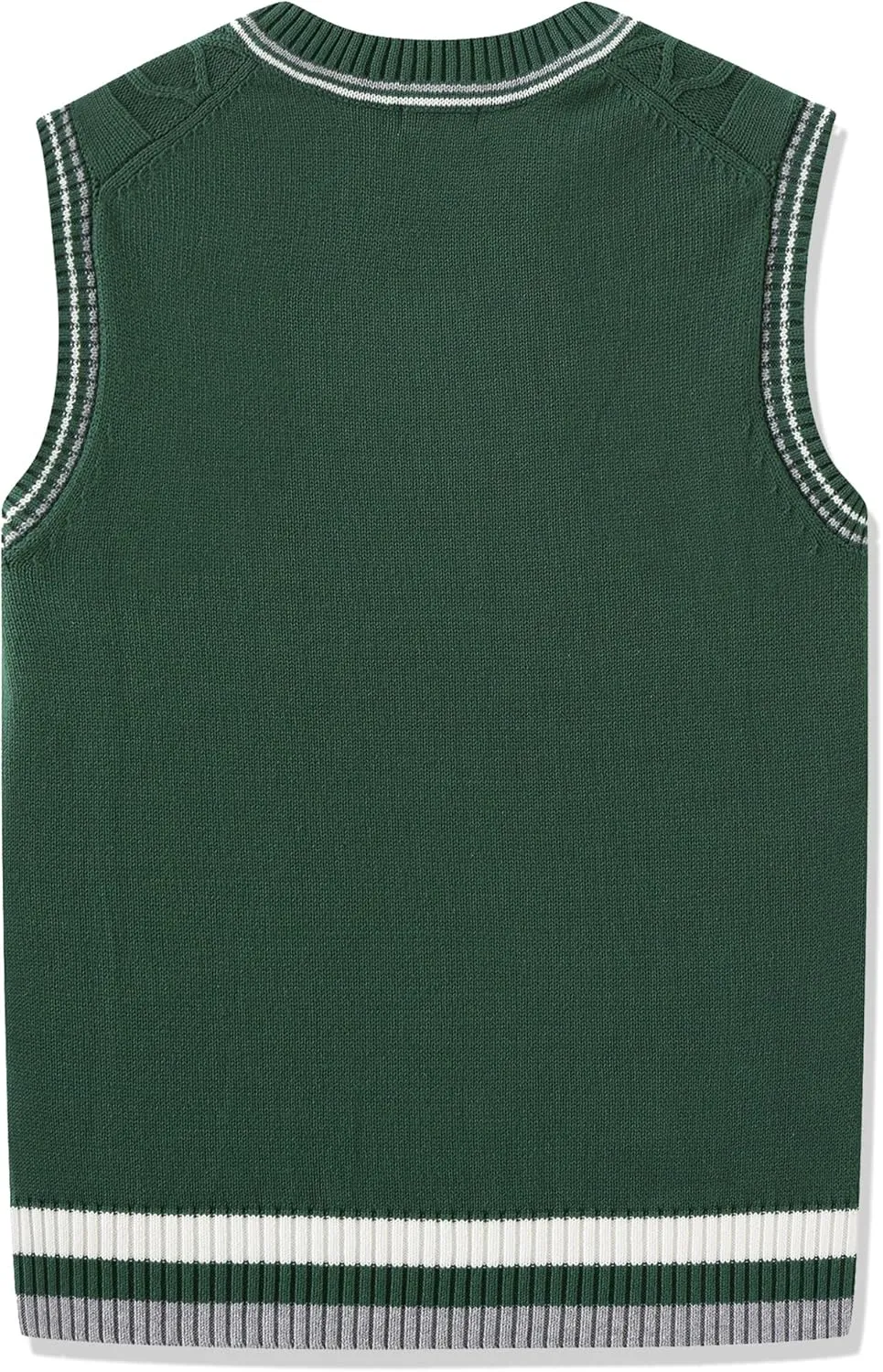 JSTEX Boys Sweater Vest 100% Cotton Kids Uniform Vest Girls V-Neck Sleeveless Knit Pullover for Size 4-14