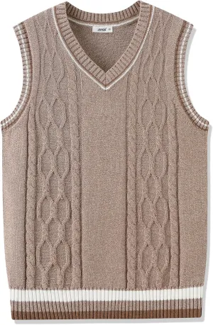 JSTEX Boys Sweater Vest 100% Cotton Kids Uniform Vest Girls V-Neck Sleeveless Knit Pullover for Size 4-14