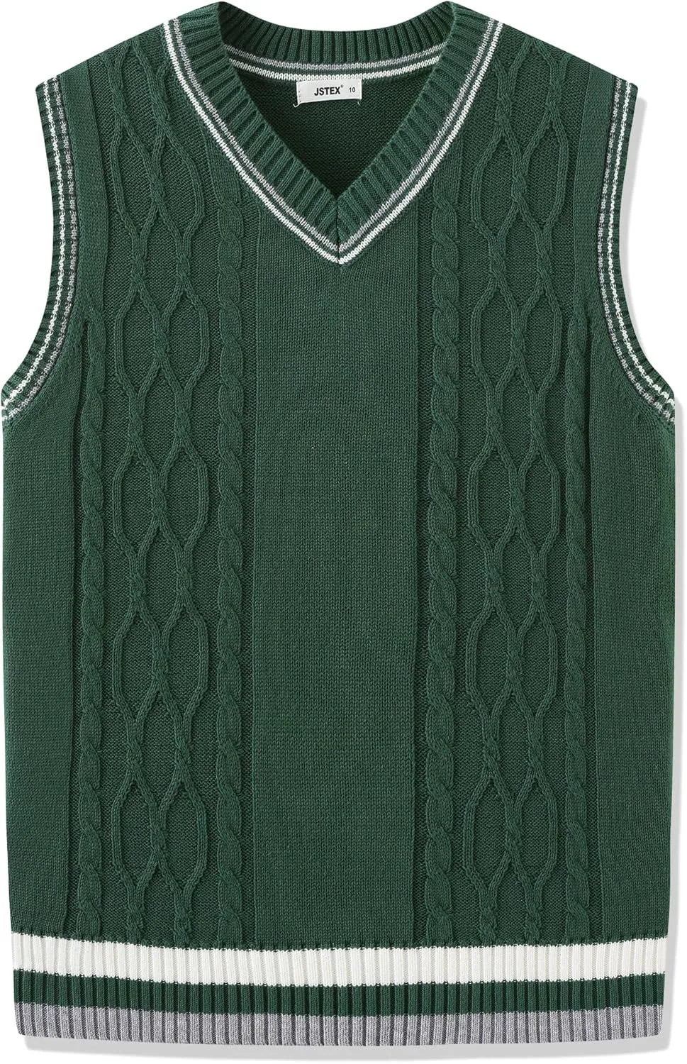 JSTEX Boys Sweater Vest 100% Cotton Kids Uniform Vest Girls V-Neck Sleeveless Knit Pullover for Size 4-14