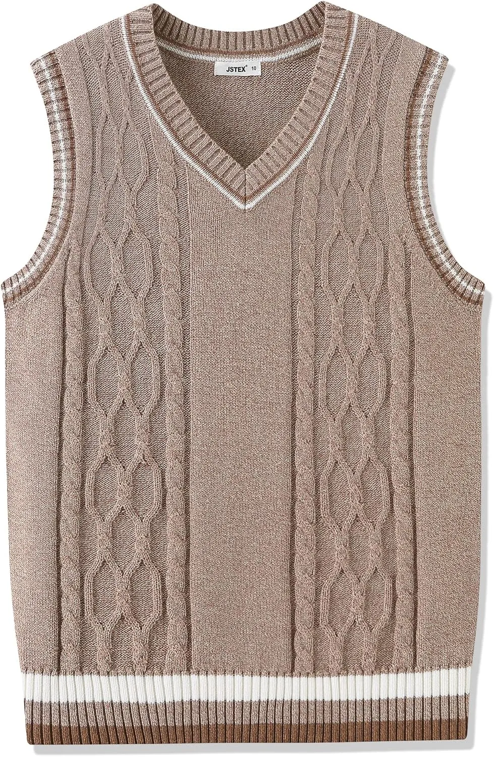 JSTEX Boys Sweater Vest 100% Cotton Kids Uniform Vest Girls V-Neck Sleeveless Knit Pullover for Size 4-14