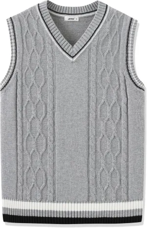 JSTEX Boys Sweater Vest 100% Cotton Kids Uniform Vest Girls V-Neck Sleeveless Knit Pullover for Size 4-14