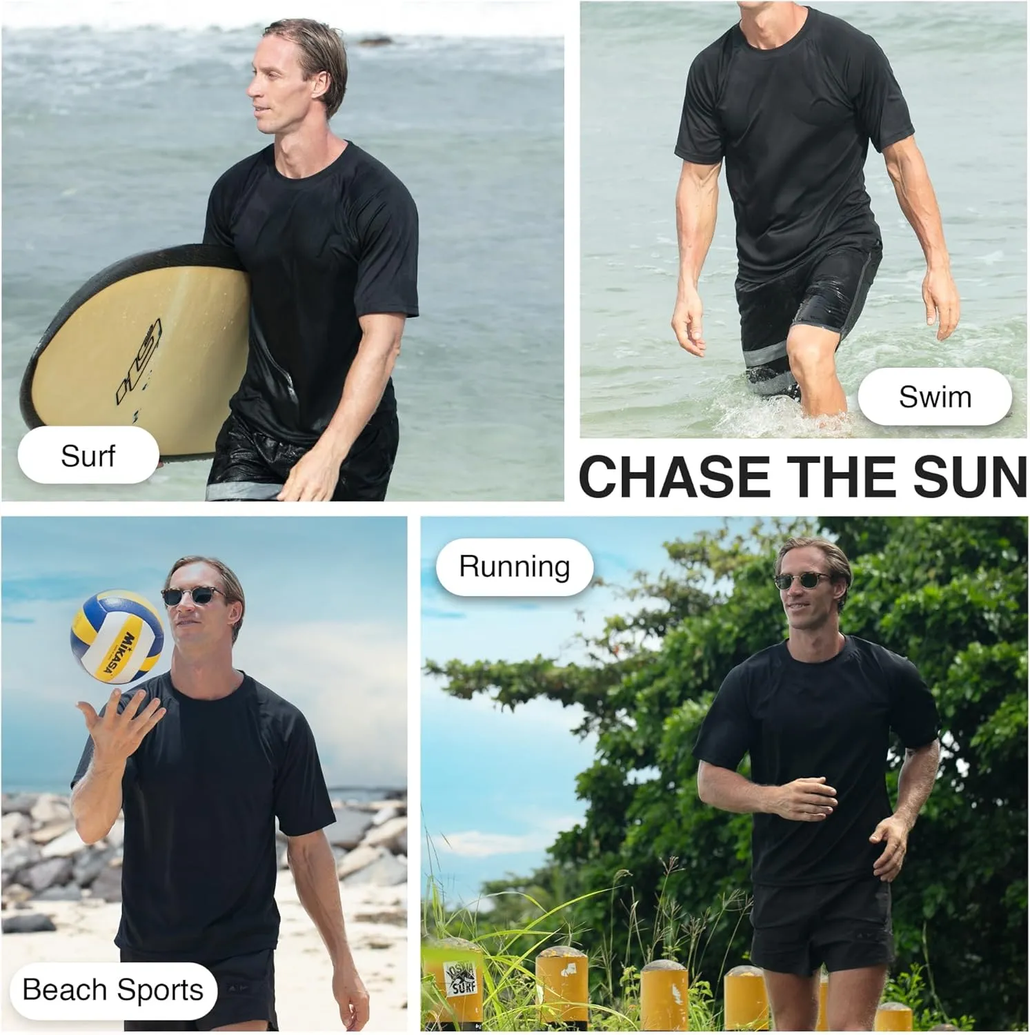 Kanu Surf Men's Short Sleeve UPF 50 Swim Shirt Rash Guard Sun Shirt (Regular & Extended Sizes)