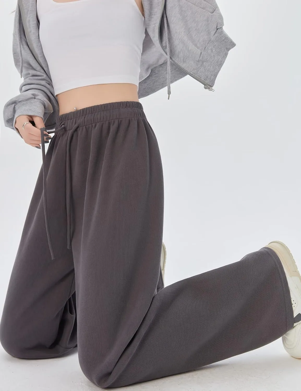 Kiench Teens Girls' Straight Leg Sweatpants High Waisted Baggy Joggers Drawstring
