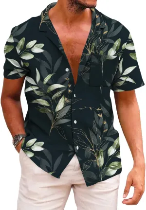 KYKU Funky Hawaiian Shirt for Men Palm Beach Shirts Tropical Vacation Clothes