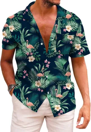 KYKU Funky Hawaiian Shirt for Men Palm Beach Shirts Tropical Vacation Clothes