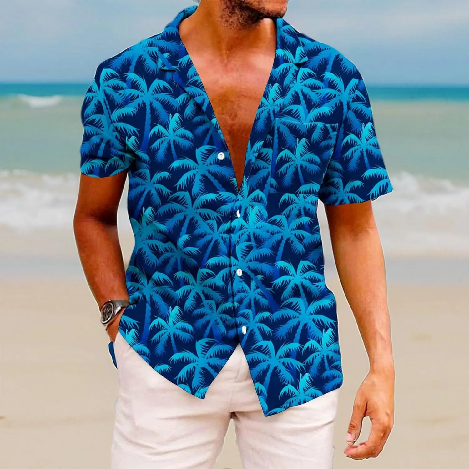 KYKU Funky Hawaiian Shirt for Men Palm Beach Shirts Tropical Vacation Clothes