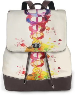 Leather Backpack Purse For Women Watercolor-Medical-Art-Doctor-Nurse Fashionable Multi-Functional Large Capacity Backpack For Daily Use, Travel, And Business