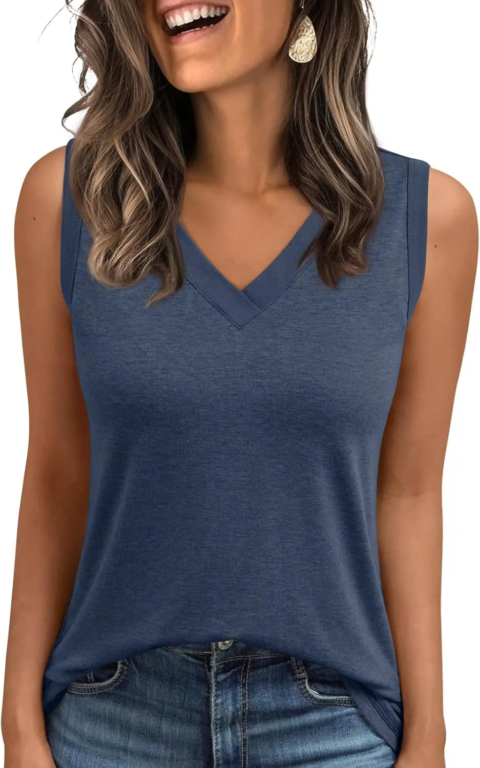 LILLUSORY Women Tank Tops 2025 V Neck Sleeveless Summer Top Casual Dressy Shirts Trendy Outfits Fashion Clothes