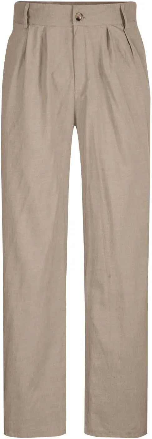 Linen Dress Pants Men Plain Front Pleated Pant Summer Outdoor Vacation Beach Lightweight Trousers Open Bottom Slacks