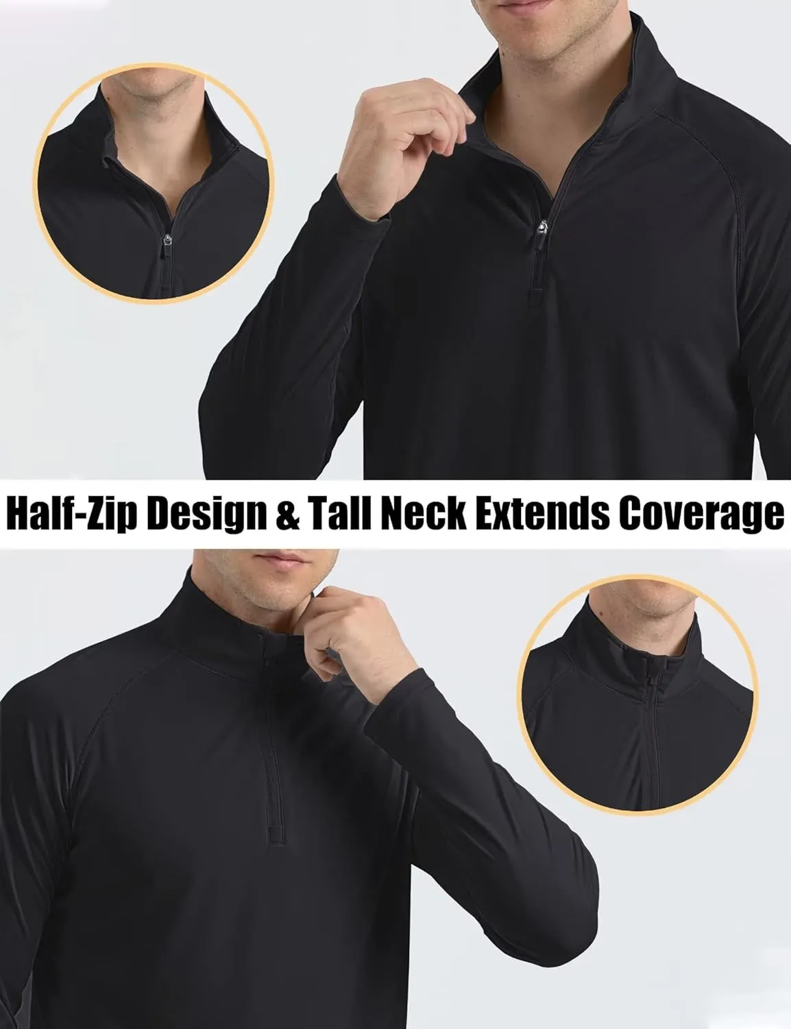 MAGCOMSEN Men's Long Sleeve Sun Shirts UPF 50  Tees 1/4 Zip Up Fishing Running Rash Guard T-Shirts Outdoor Shirt