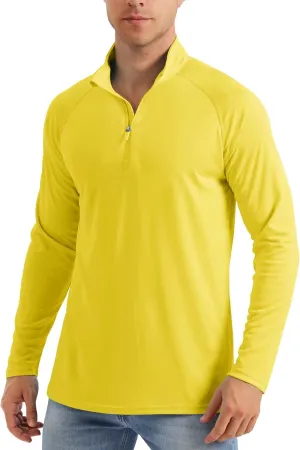 MAGCOMSEN Men's Long Sleeve Sun Shirts UPF 50  Tees 1/4 Zip Up Fishing Running Rash Guard T-Shirts Outdoor Shirt