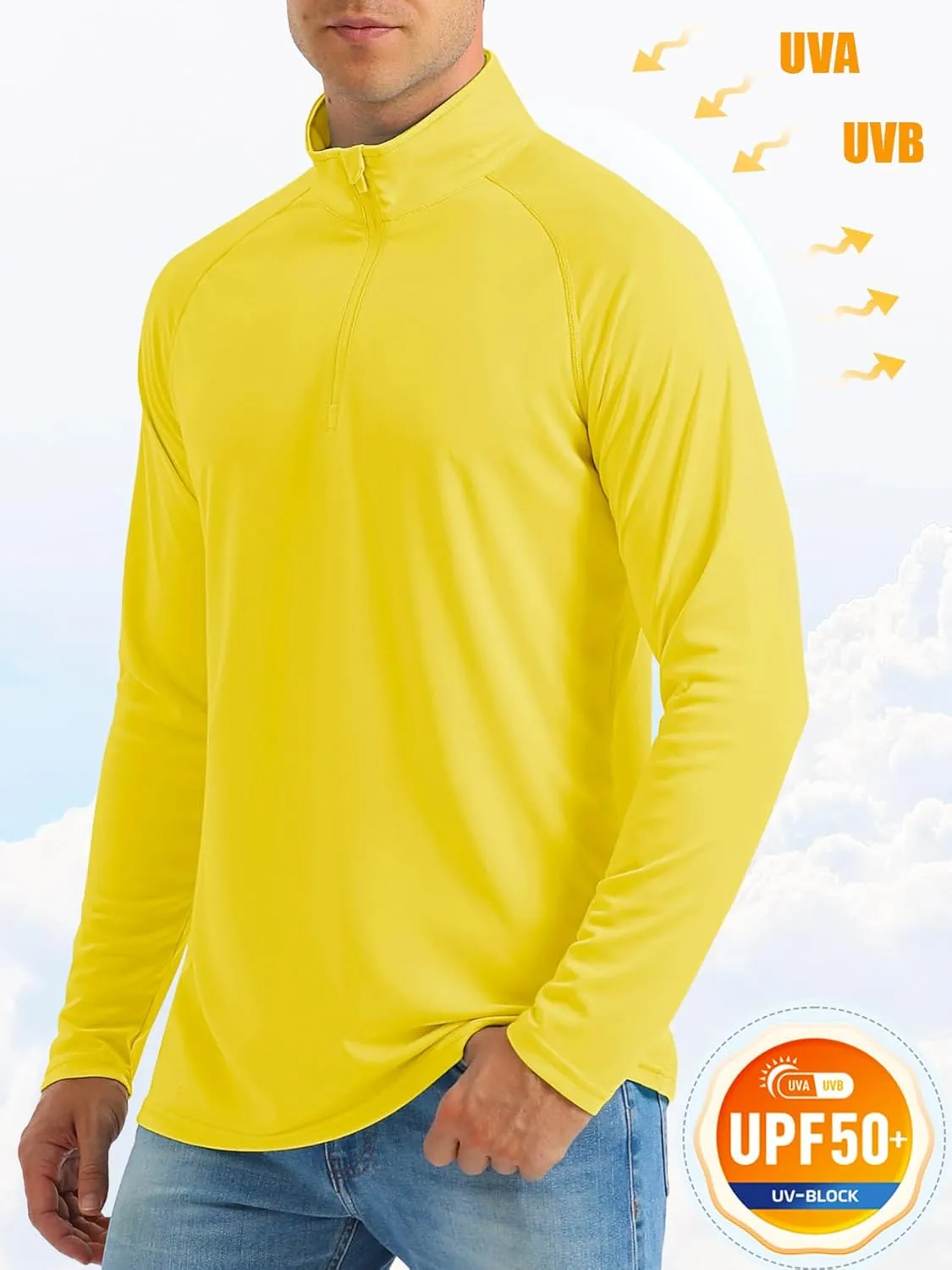 MAGCOMSEN Men's Long Sleeve Sun Shirts UPF 50  Tees 1/4 Zip Up Fishing Running Rash Guard T-Shirts Outdoor Shirt