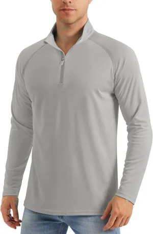 MAGCOMSEN Men's Long Sleeve Sun Shirts UPF 50  Tees 1/4 Zip Up Fishing Running Rash Guard T-Shirts Outdoor Shirt