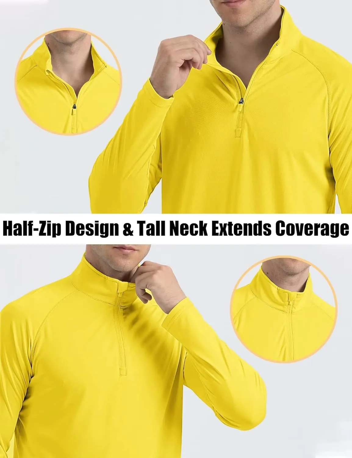 MAGCOMSEN Men's Long Sleeve Sun Shirts UPF 50  Tees 1/4 Zip Up Fishing Running Rash Guard T-Shirts Outdoor Shirt