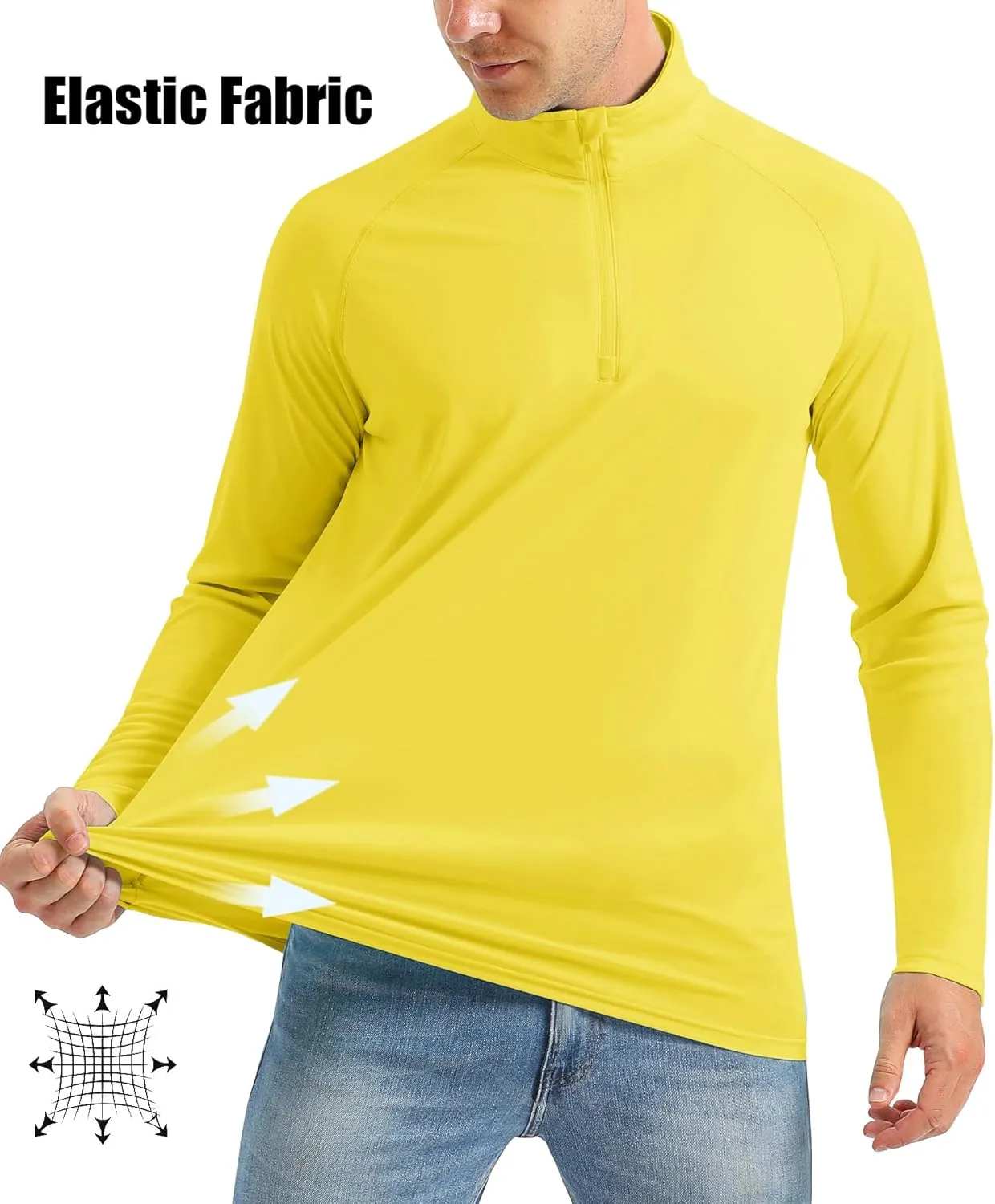 MAGCOMSEN Men's Long Sleeve Sun Shirts UPF 50  Tees 1/4 Zip Up Fishing Running Rash Guard T-Shirts Outdoor Shirt