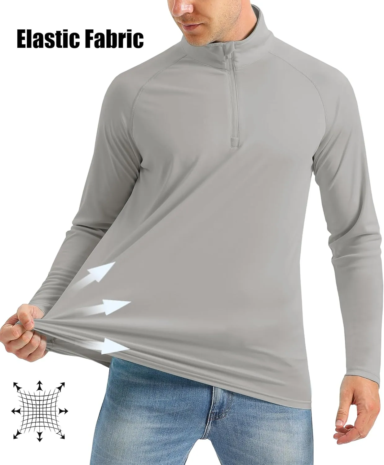 MAGCOMSEN Men's Long Sleeve Sun Shirts UPF 50  Tees 1/4 Zip Up Fishing Running Rash Guard T-Shirts Outdoor Shirt
