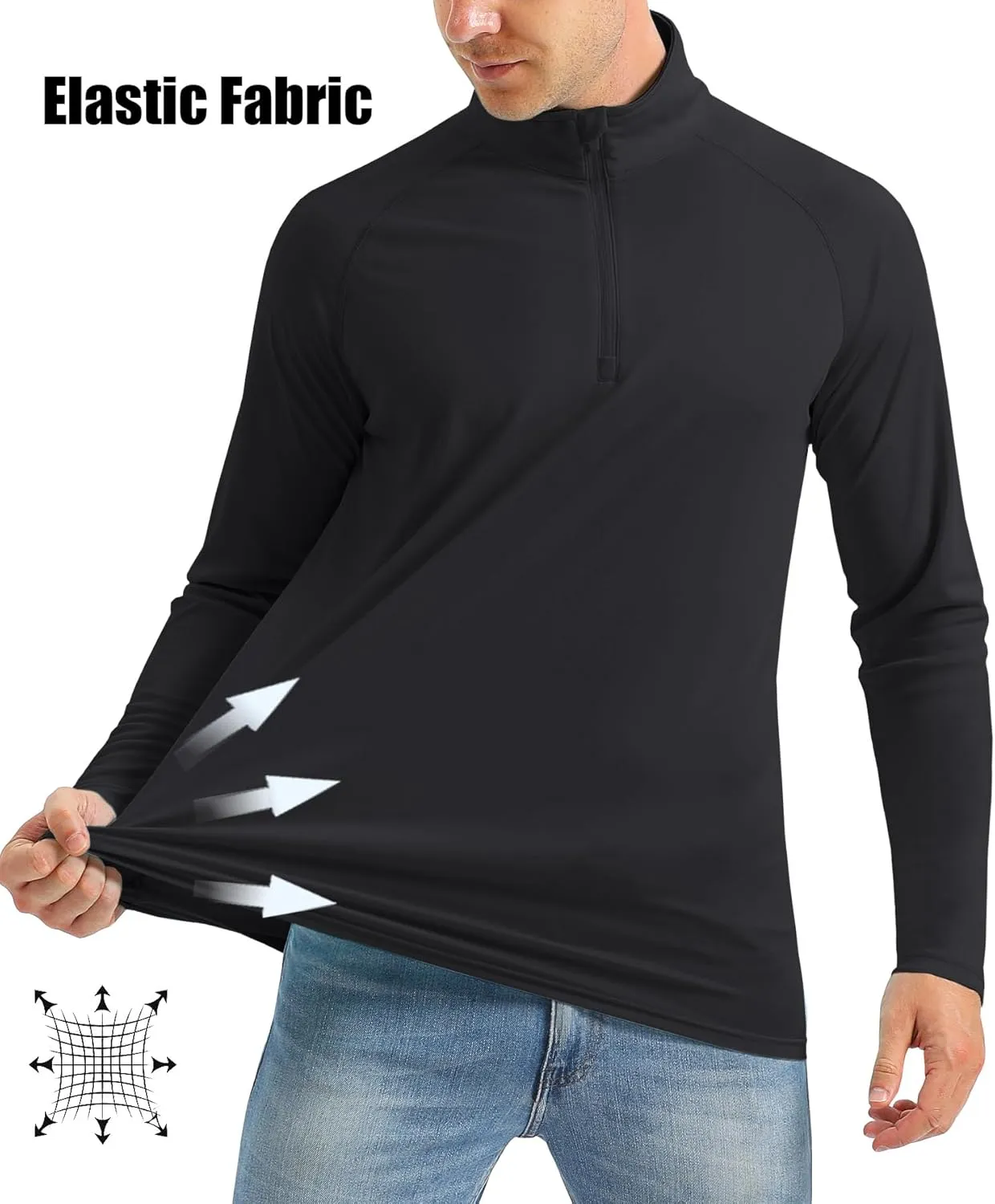 MAGCOMSEN Men's Long Sleeve Sun Shirts UPF 50  Tees 1/4 Zip Up Fishing Running Rash Guard T-Shirts Outdoor Shirt