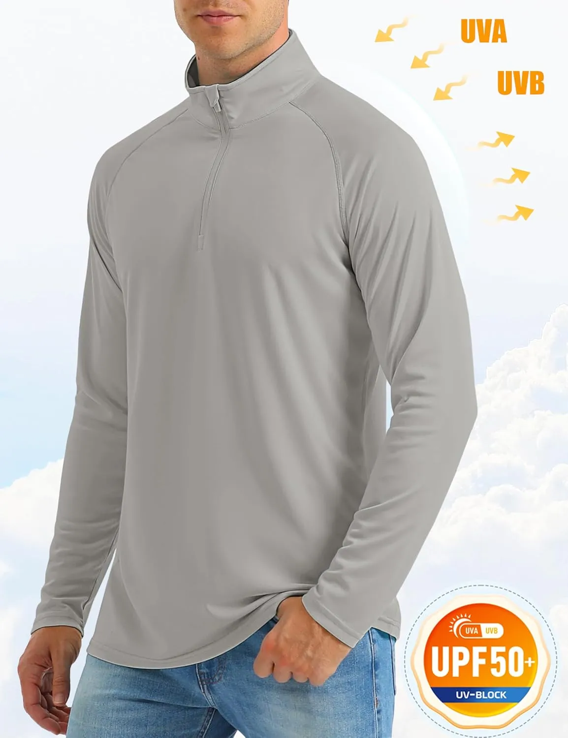 MAGCOMSEN Men's Long Sleeve Sun Shirts UPF 50  Tees 1/4 Zip Up Fishing Running Rash Guard T-Shirts Outdoor Shirt
