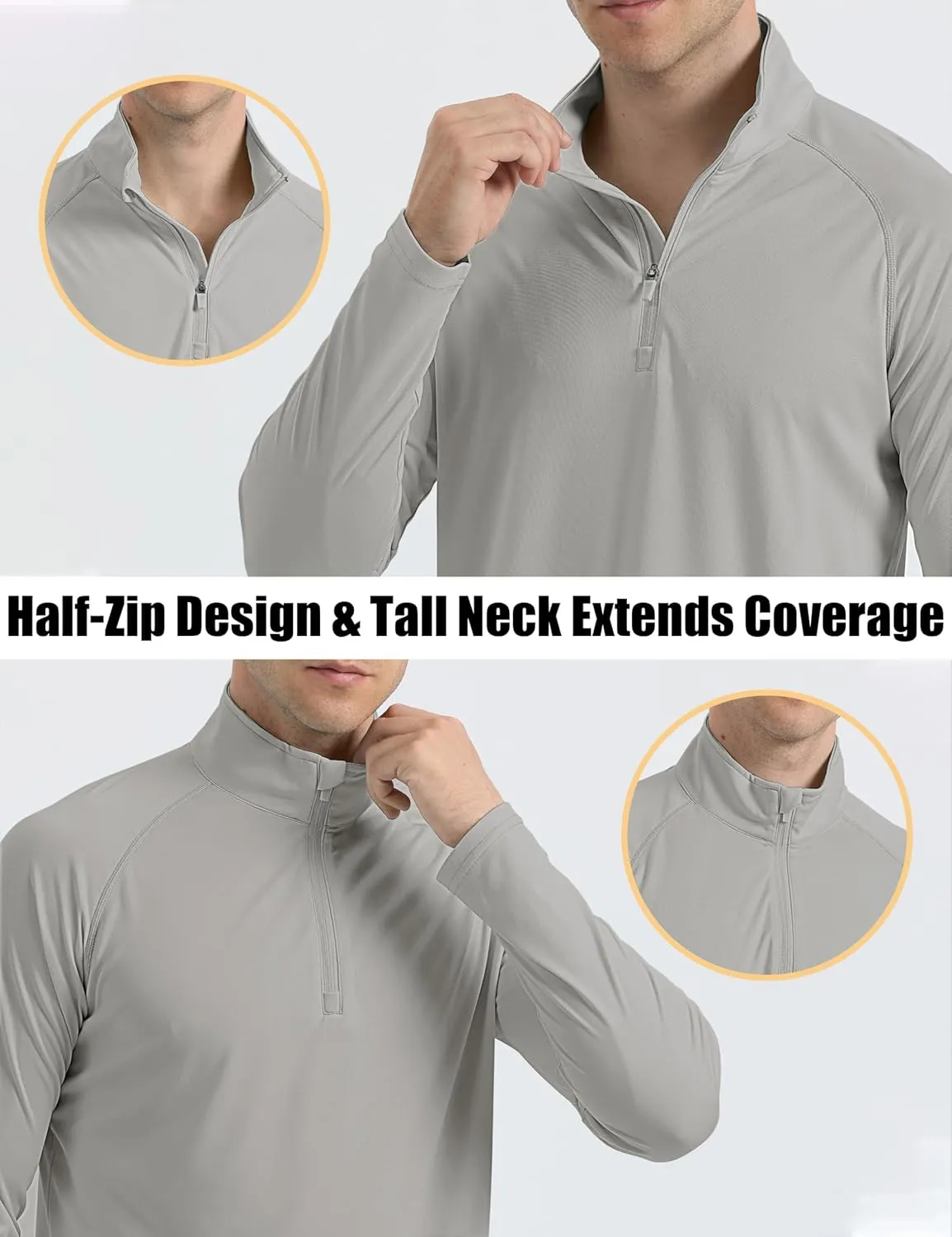 MAGCOMSEN Men's Long Sleeve Sun Shirts UPF 50  Tees 1/4 Zip Up Fishing Running Rash Guard T-Shirts Outdoor Shirt