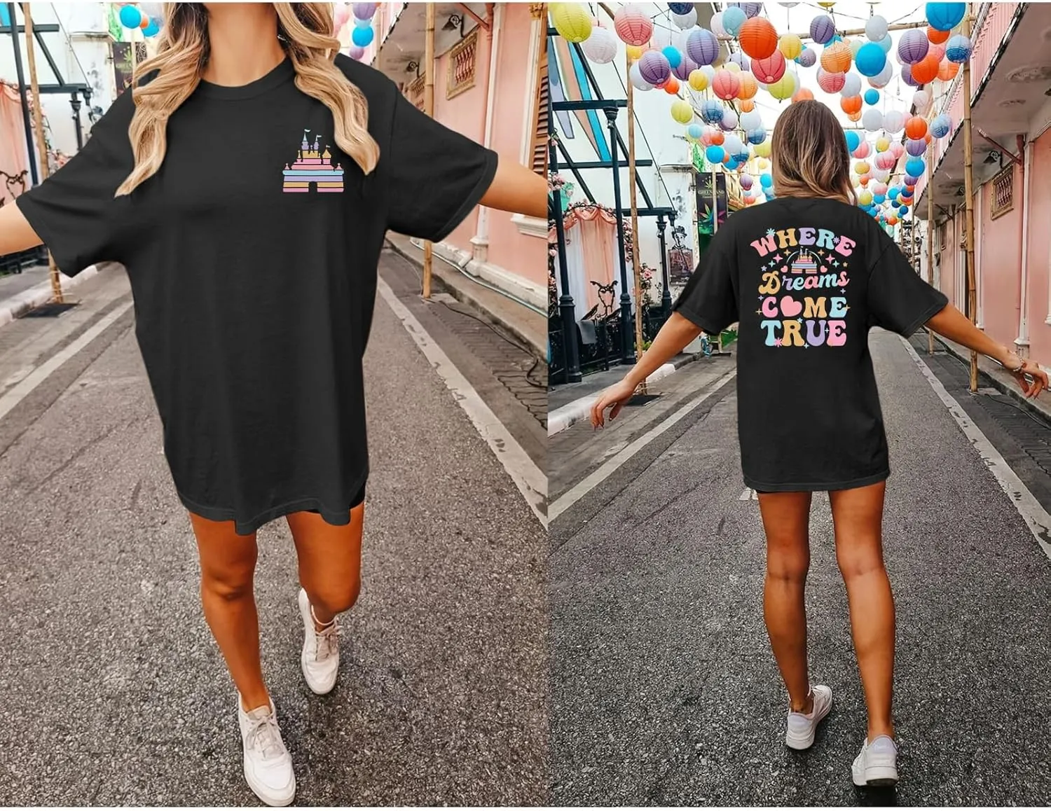 Magic Kingdom Shirts for Women Oversized Cute Magical Castle Graphic Tees Family Holiday Vacation Tshirts Casual Top