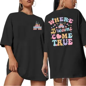 Magic Kingdom Shirts for Women Oversized Cute Magical Castle Graphic Tees Family Holiday Vacation Tshirts Casual Top