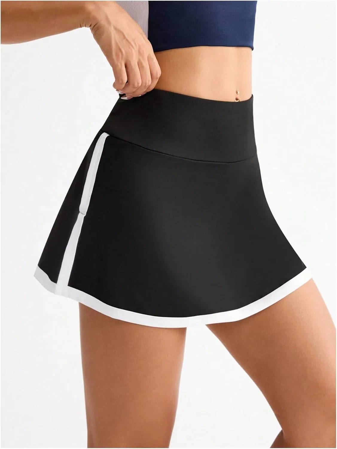 MakeMeChic Women's Letter Print Tennis Skirt Split Hem Workout Golf Mini Skirts Skorts with Pockets