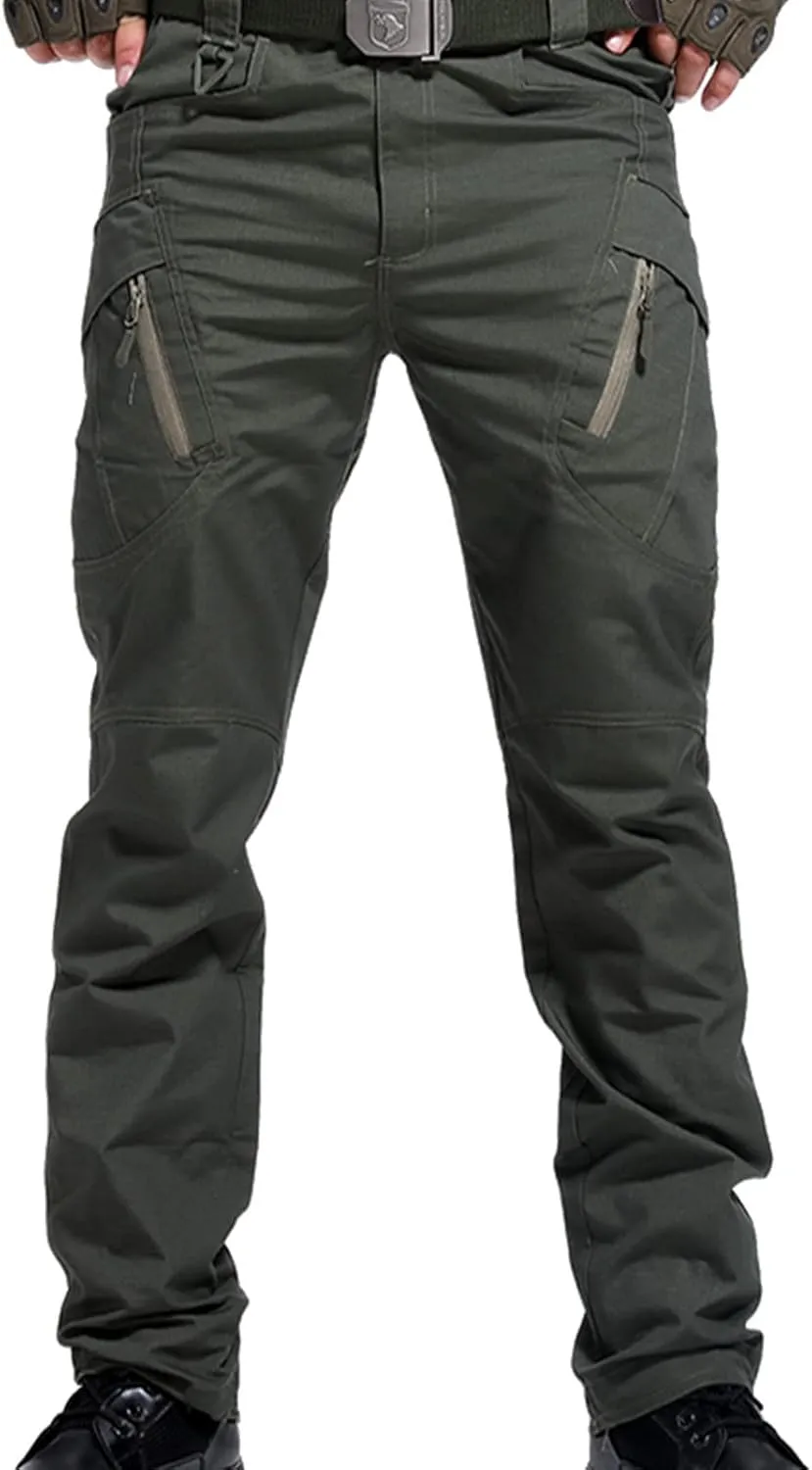 Men Casual Cargo Pants Parachute Fashion Streetwear Athletic Slim Fit Outdoor Hiking Jogger Pants with Zipper Pockets