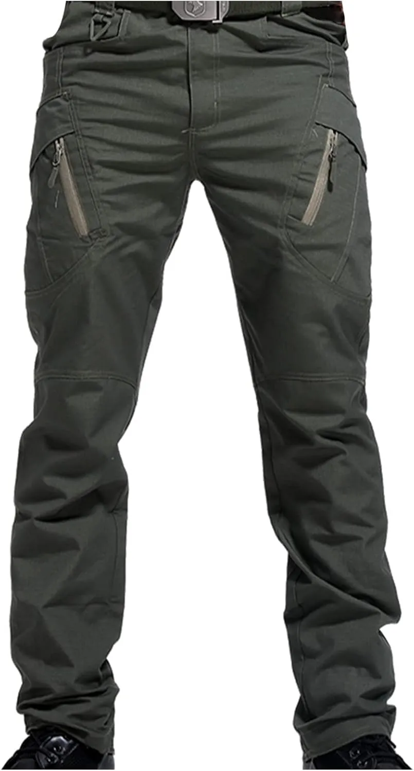 Men Casual Cargo Pants Parachute Fashion Streetwear Athletic Slim Fit Outdoor Hiking Jogger Pants with Zipper Pockets