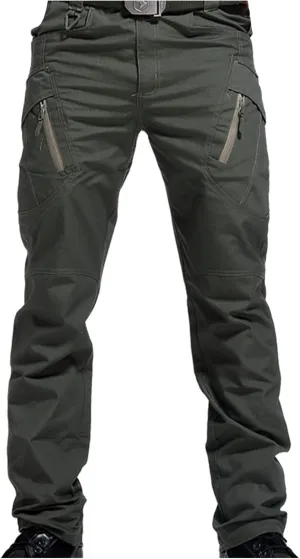 Men Casual Cargo Pants Parachute Fashion Streetwear Athletic Slim Fit Outdoor Hiking Jogger Pants with Zipper Pockets