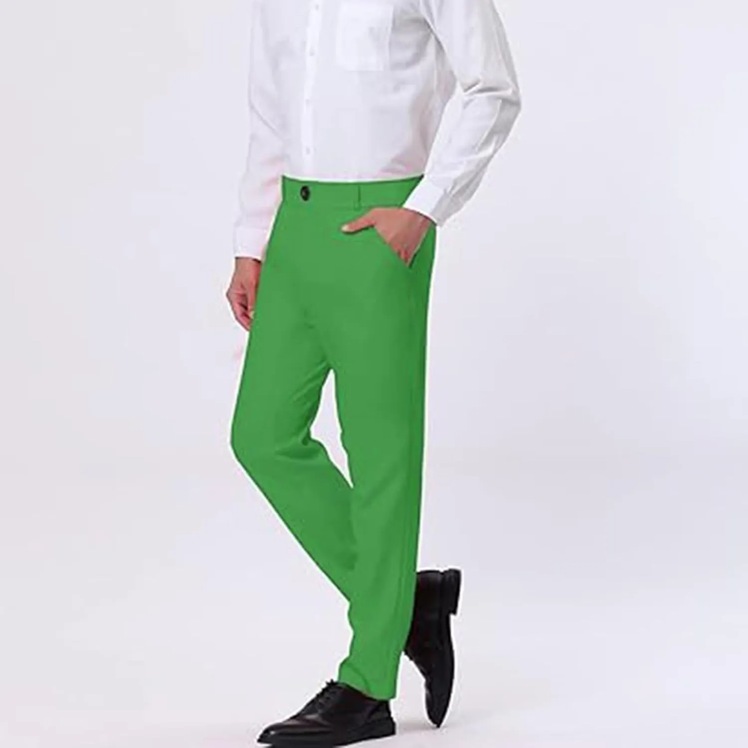 Men Suit Pant Flat Front Slim Fit Dress Pants Business Casual Cinch Bottom Tapered Chino Pants with Elastic Waistband