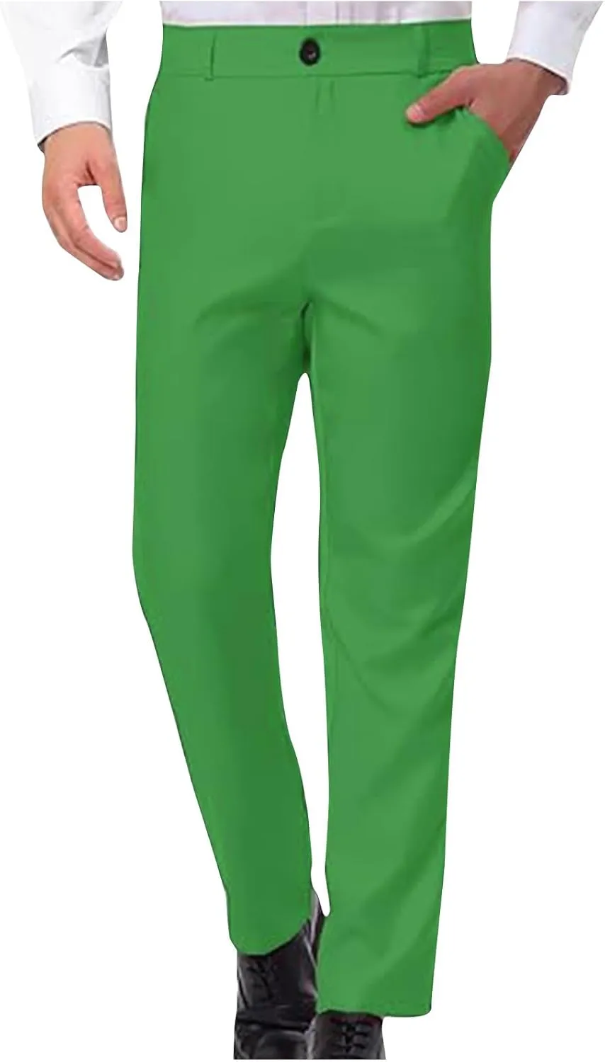 Men Suit Pant Flat Front Slim Fit Dress Pants Business Casual Cinch Bottom Tapered Chino Pants with Elastic Waistband