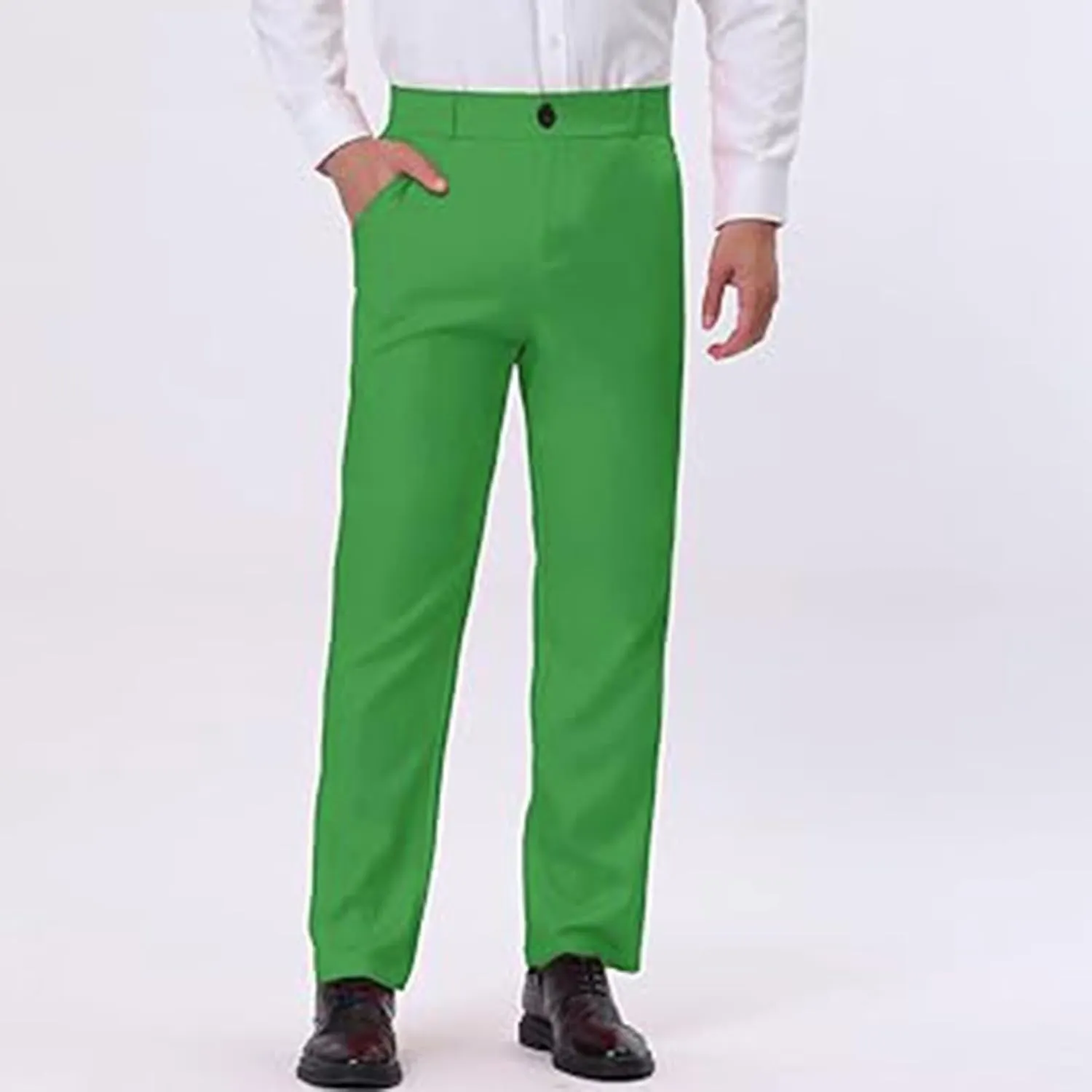 Men Suit Pant Flat Front Slim Fit Dress Pants Business Casual Cinch Bottom Tapered Chino Pants with Elastic Waistband