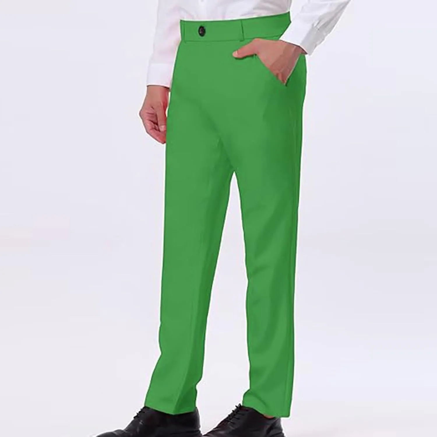 Men Suit Pant Flat Front Slim Fit Dress Pants Business Casual Cinch Bottom Tapered Chino Pants with Elastic Waistband