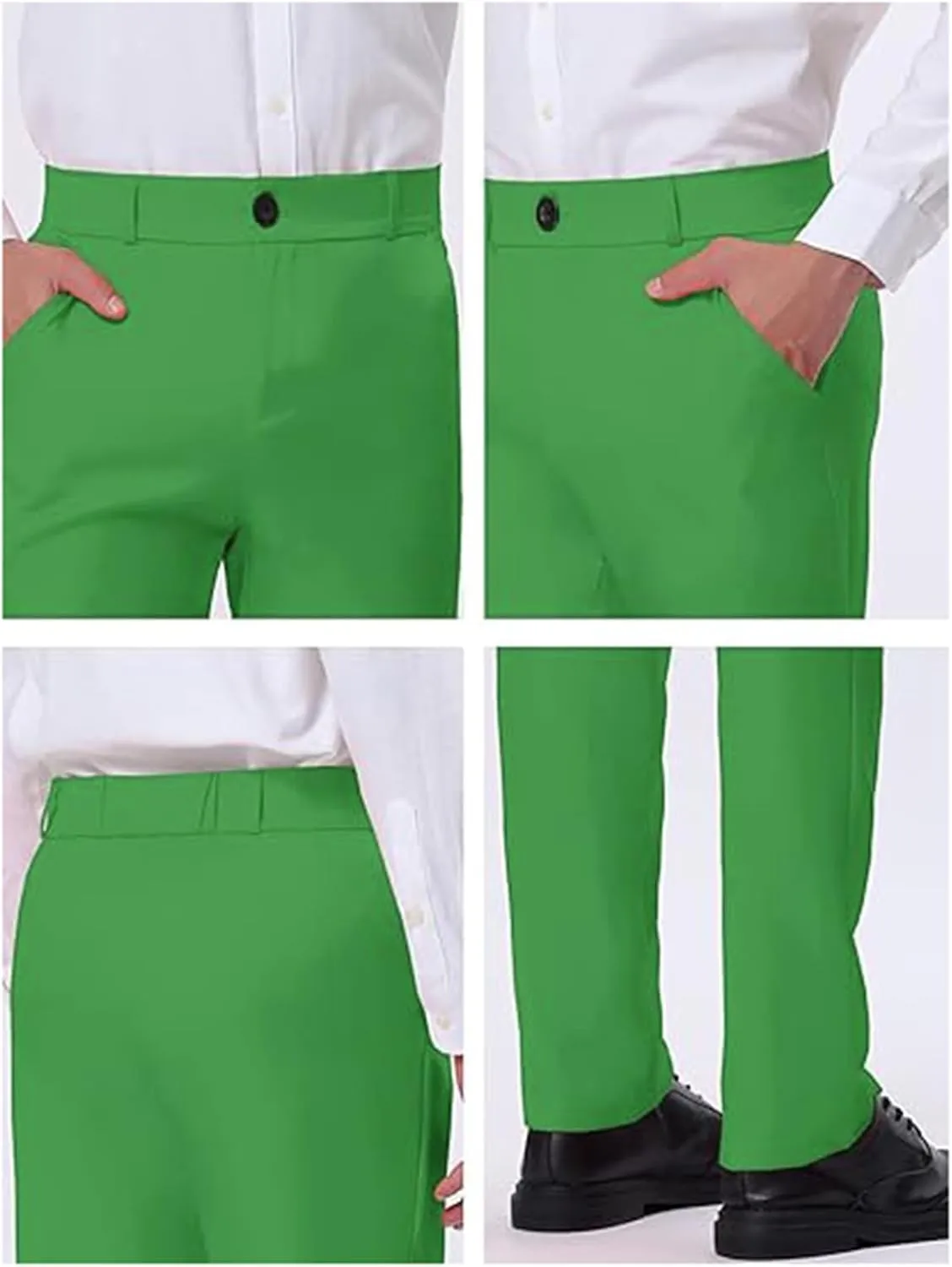Men Suit Pant Flat Front Slim Fit Dress Pants Business Casual Cinch Bottom Tapered Chino Pants with Elastic Waistband