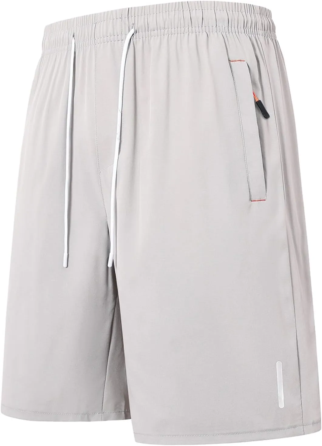 Men's Athletic Hiking Shorts Quick-Dry Waterproof Drawstring Short Reflective Stripe Ice Silk Pant with Zipper Pocket