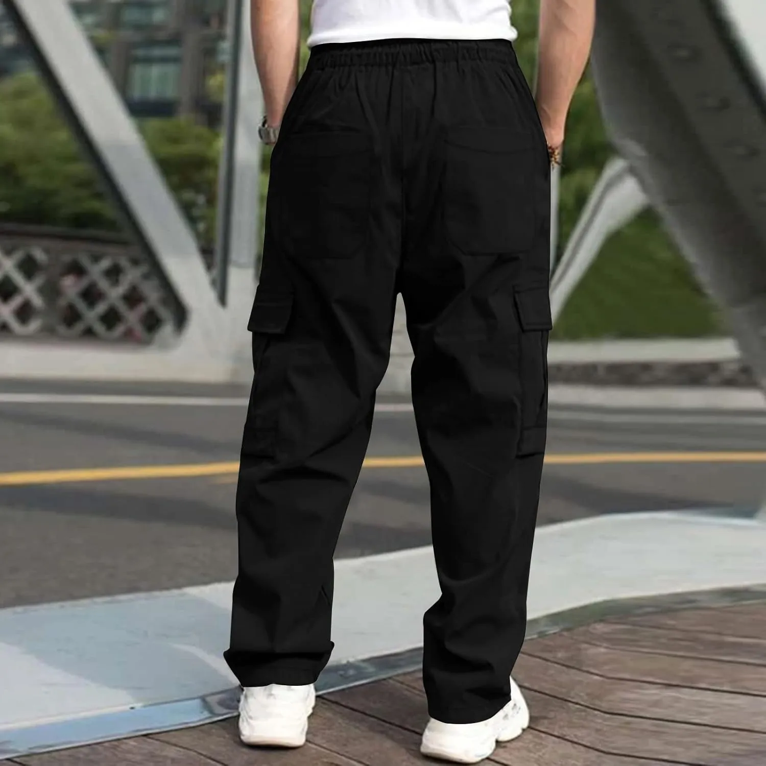 Men's Cargo Pants Multi Pockets, Straight Work Pants, Outdoor Fitness Bodybuilding Trousers Baggy Hiking Pants