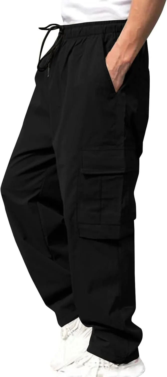 Men's Cargo Pants Multi Pockets, Straight Work Pants, Outdoor Fitness Bodybuilding Trousers Baggy Hiking Pants